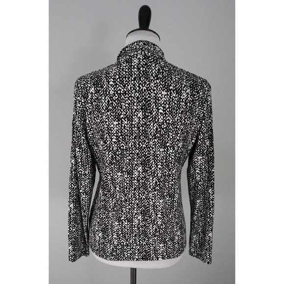 Talbots Black White V-Neck Stretch Career Blouse Formal Top Shirt Size LP - Picture 2 of 4